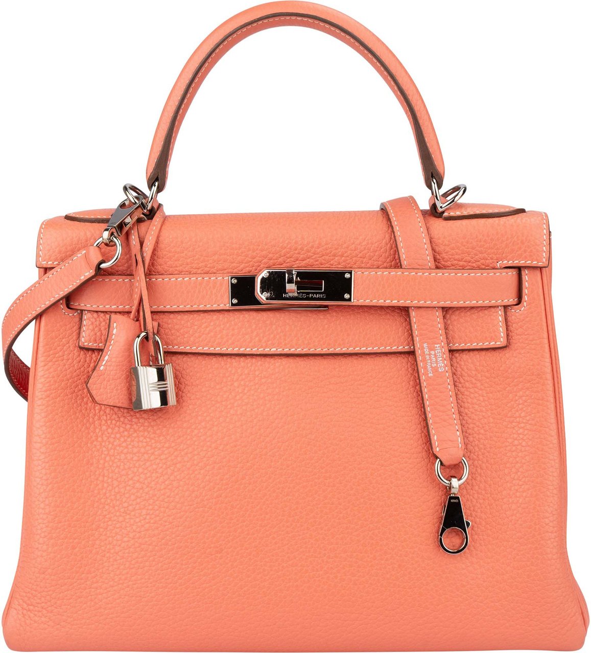 Hermès Taurillon Clemence Crevette Kelly 28 Retourne Handbag Roze