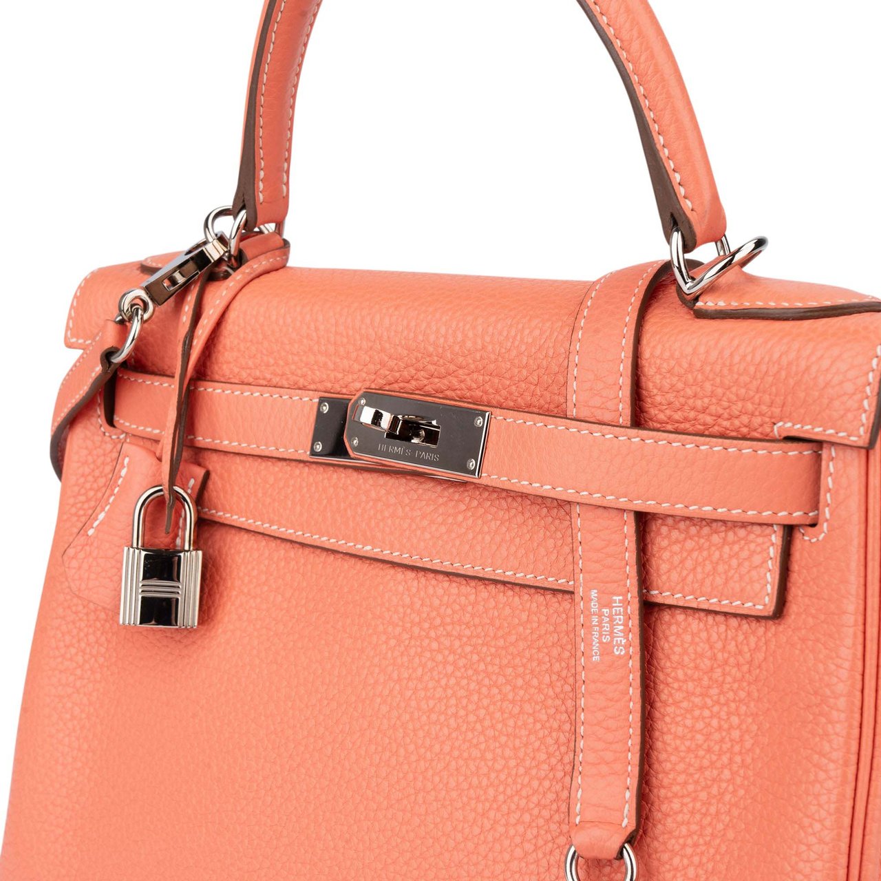 Hermès Taurillon Clemence Crevette Kelly 28 Retourne Handbag Roze