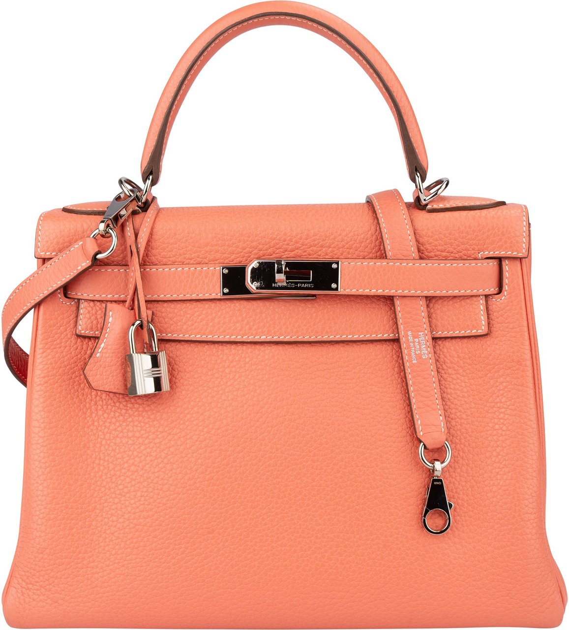 Hermès Hermès Taurillon Clemence Crevette Kelly 28 Retourne Handbag Rood