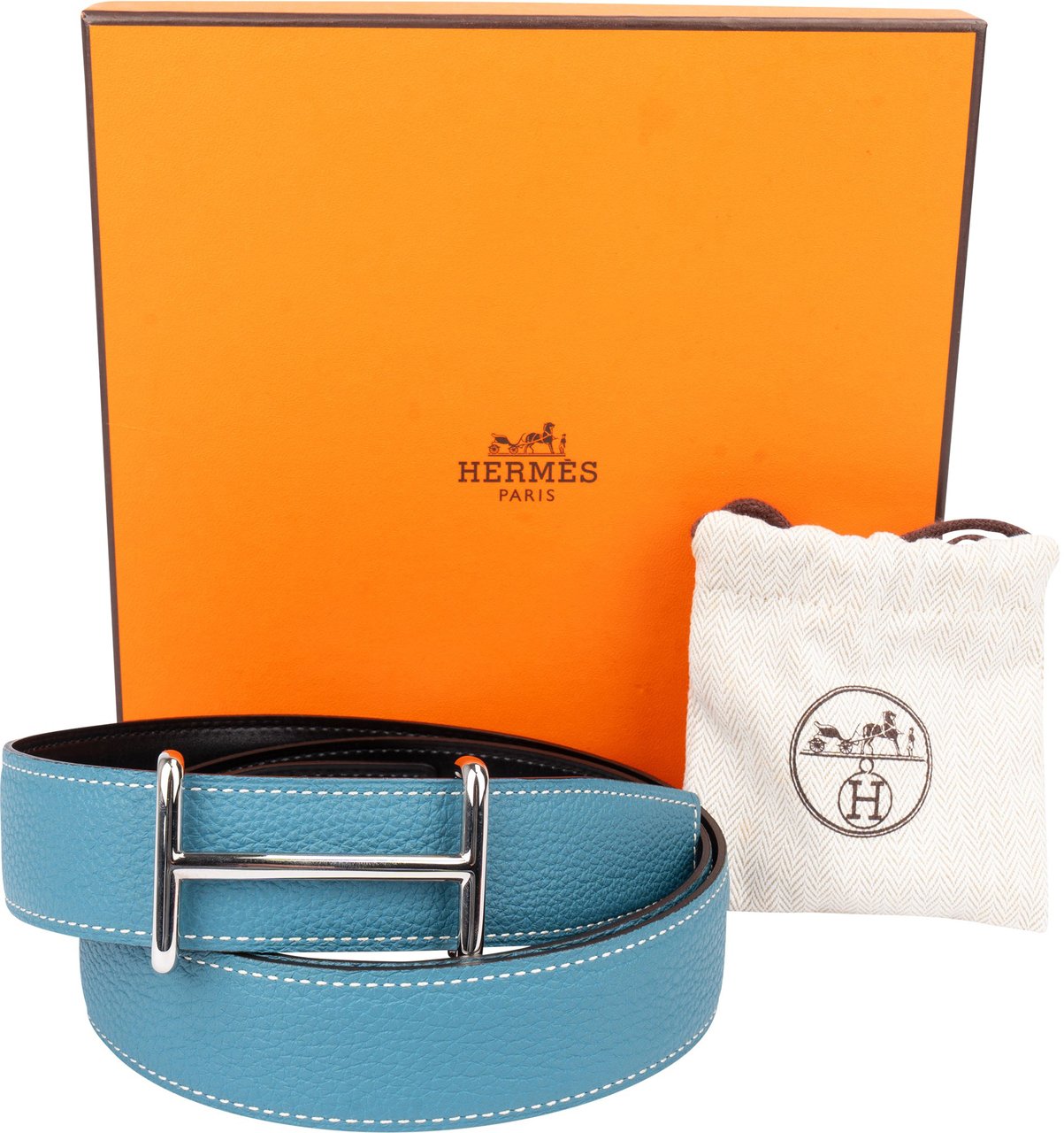 Hermès Hermès Reversible Leather Idem Belt (90) Blauw