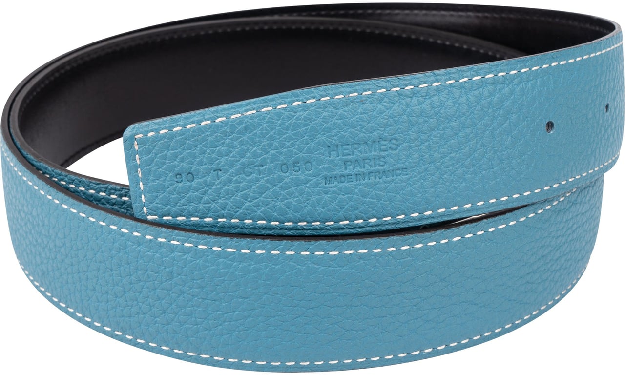 Hermès Hermès Reversible Leather Idem Belt (90) Blauw