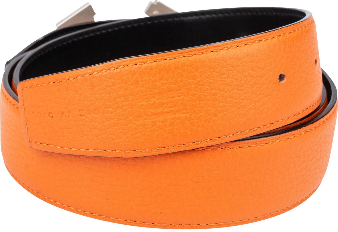 Hermès Hermès Reversible Leather Street Emaille Belt (90) Oranje