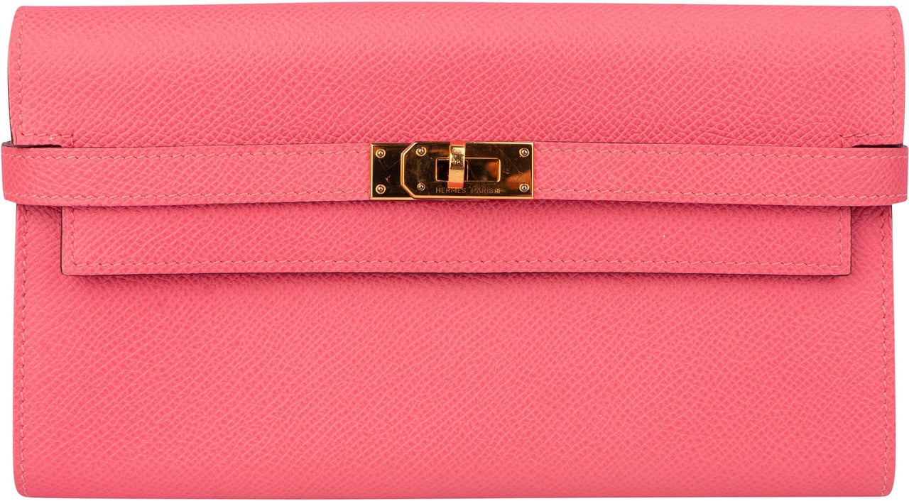 Hermès Hermès Pink Epsom Leather Kelly Wallet Rood