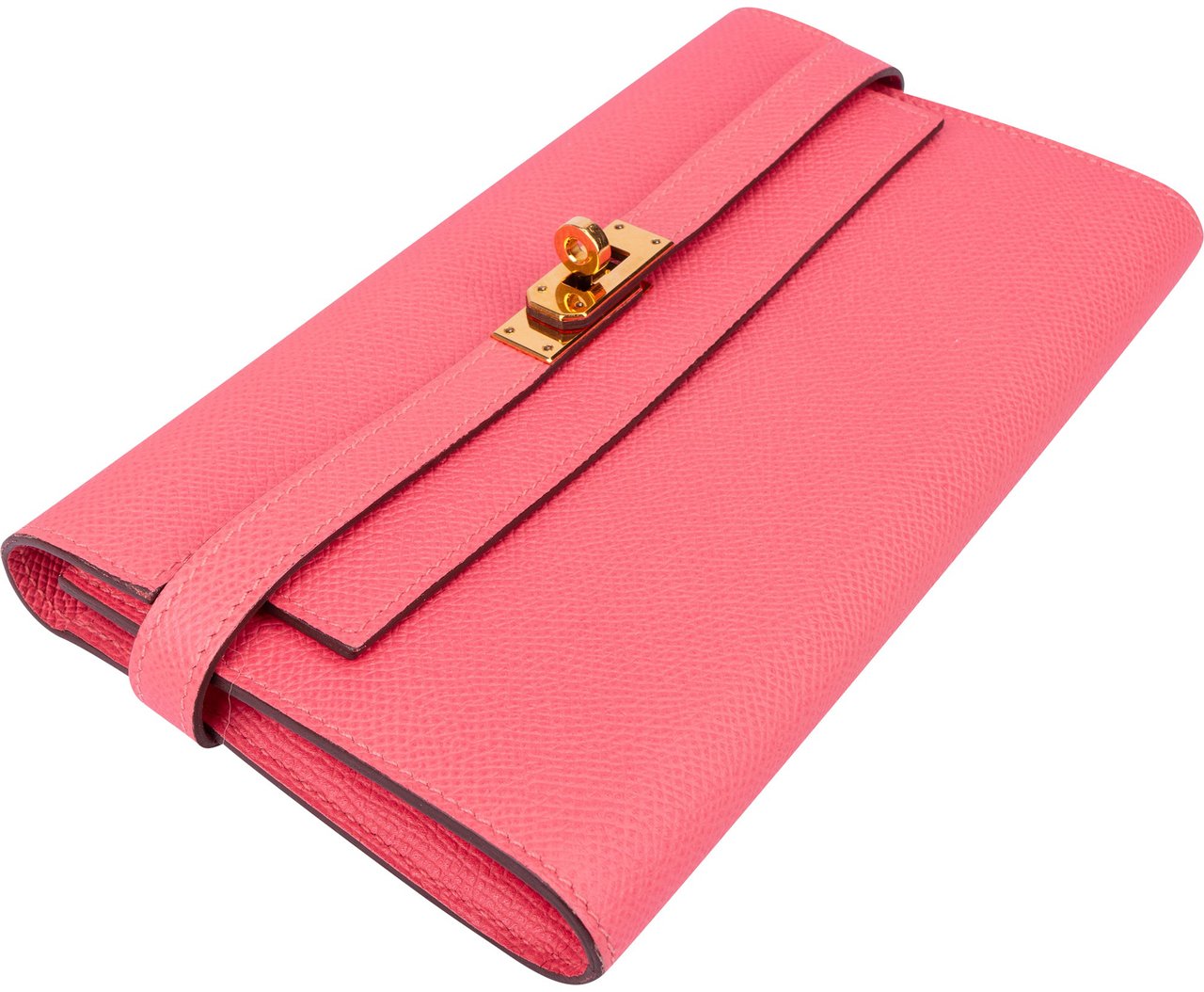 Hermès Hermès Pink Epsom Leather Kelly Wallet Rood
