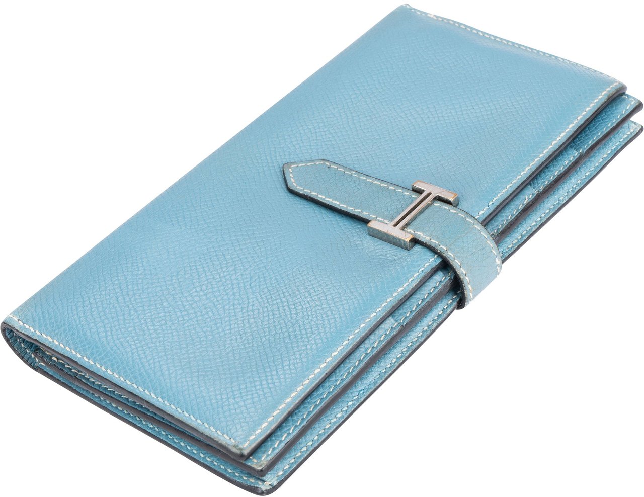 Hermès Hermès Blue Epsom Leather Bearn Bifold Wallet Blauw