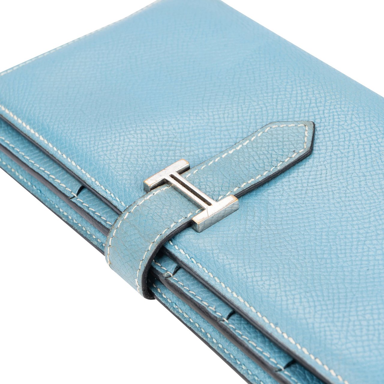 Hermès Hermès Blue Epsom Leather Bearn Bifold Wallet Blauw