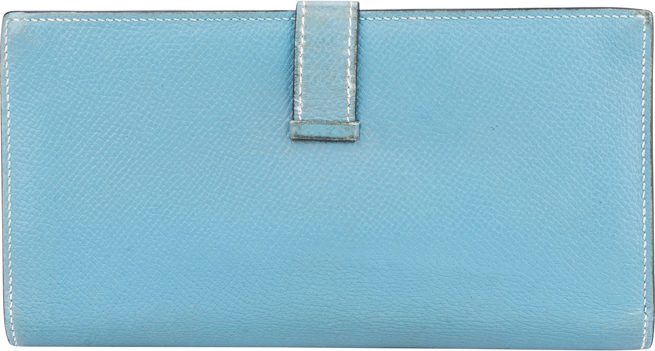 Hermès Hermès Blue Epsom Leather Bearn Bifold Wallet Blauw