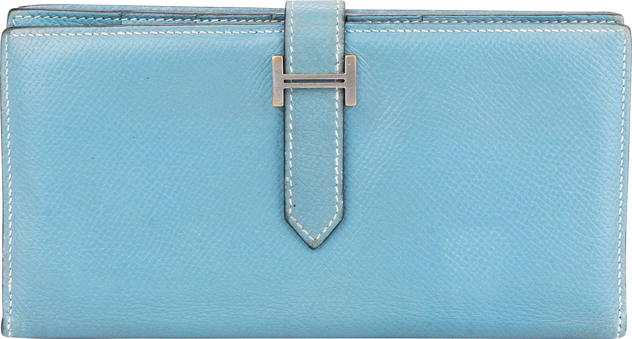 Hermès Hermès Blue Epsom Leather Bearn Bifold Wallet Blauw