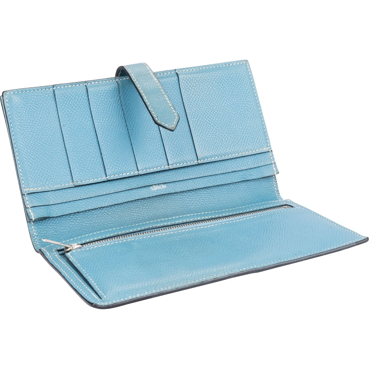 Hermès Hermès Blue Epsom Leather Bearn Bifold Wallet Blauw