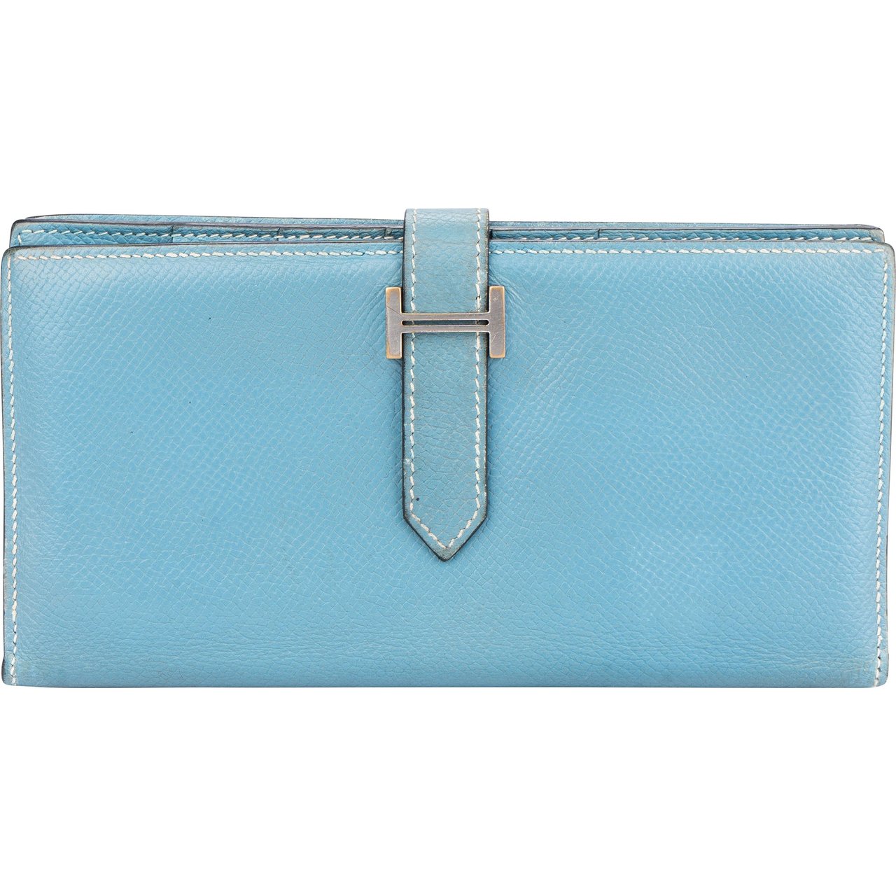 Hermès Hermès Blue Epsom Leather Bearn Bifold Wallet Blauw
