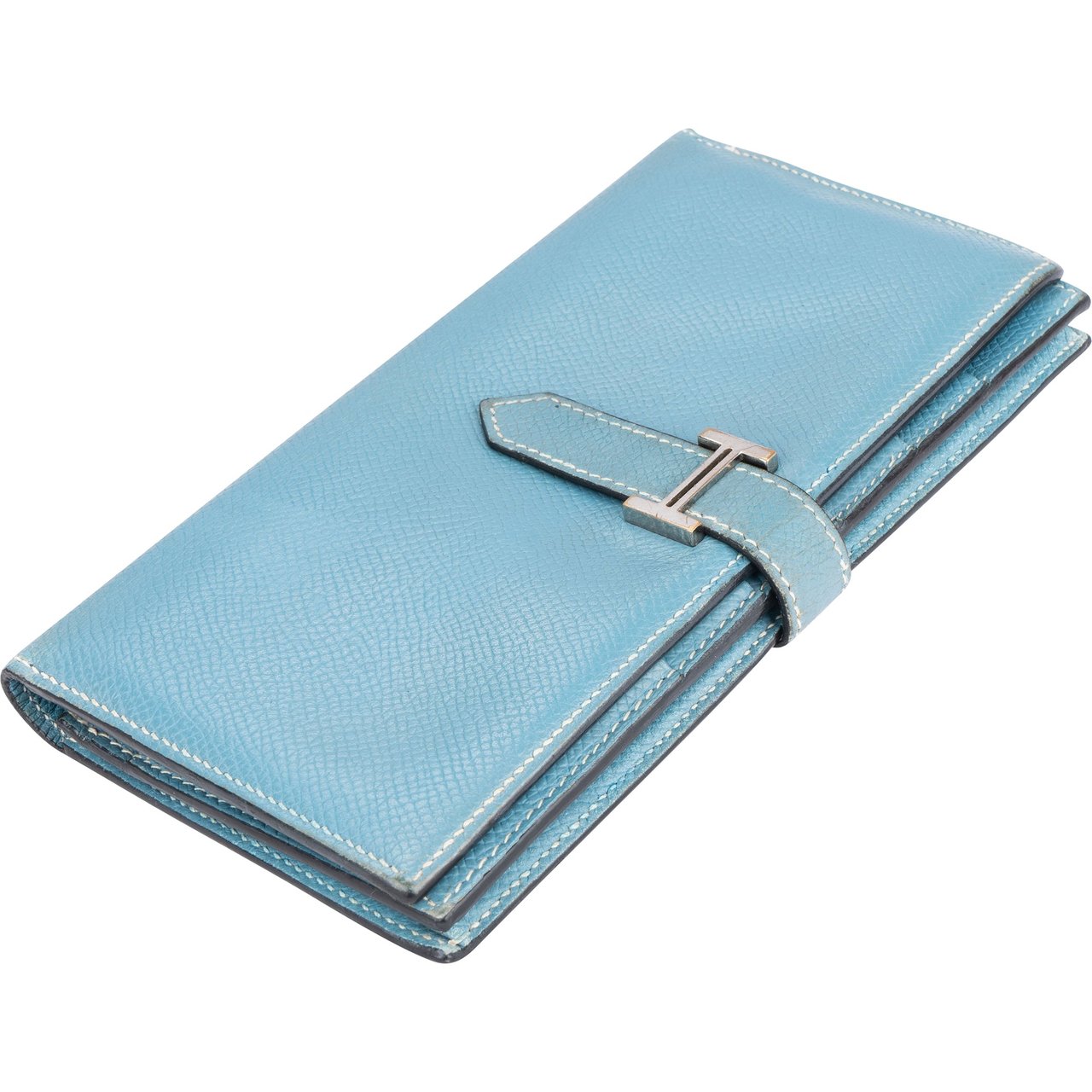 Hermès Hermès Blue Epsom Leather Bearn Bifold Wallet Blauw