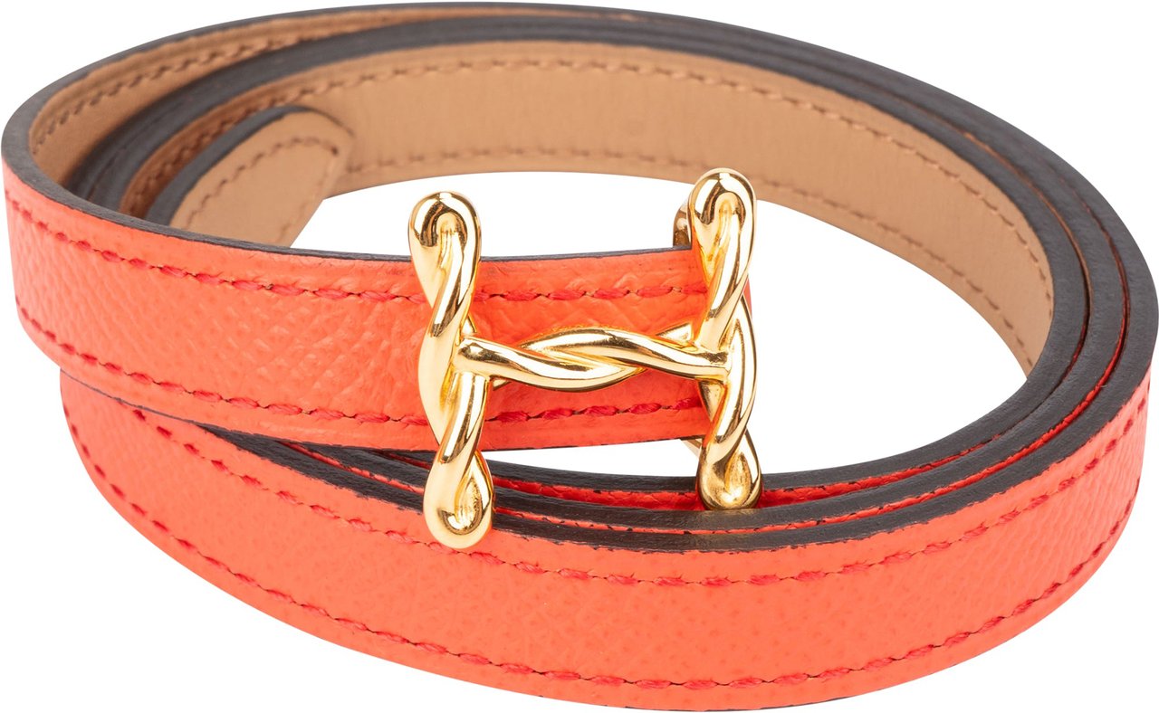 Hermès Reversible Leather Torsad Mini Belt Bruin