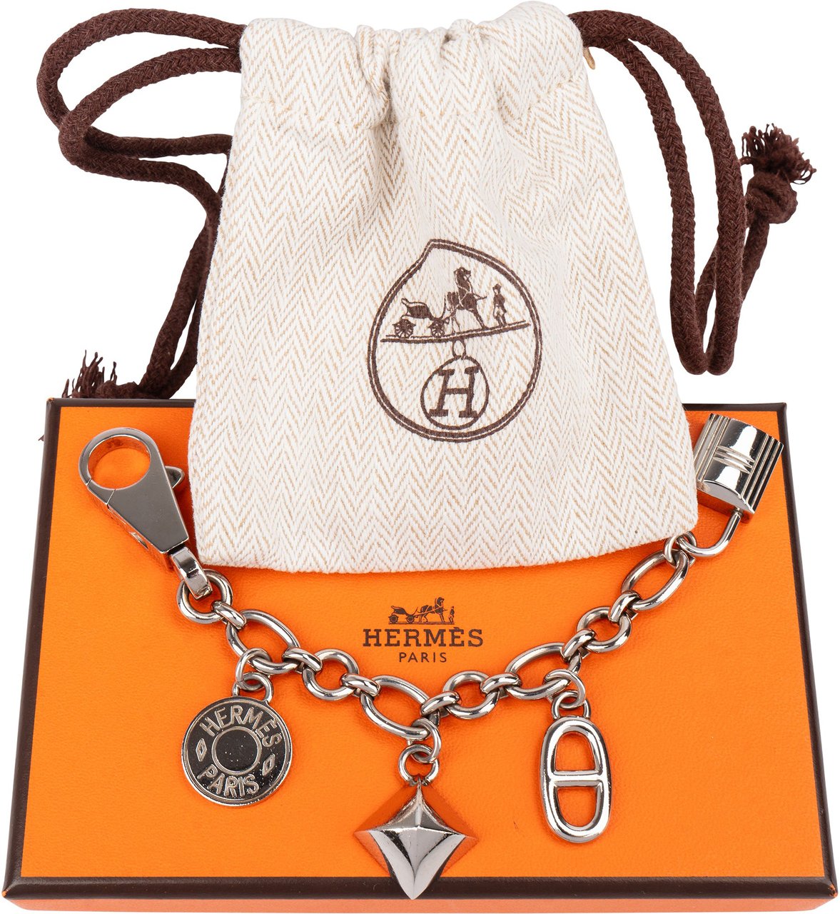 Hermès Hermès Palladium Olga Bag Chain Pedant Zilver