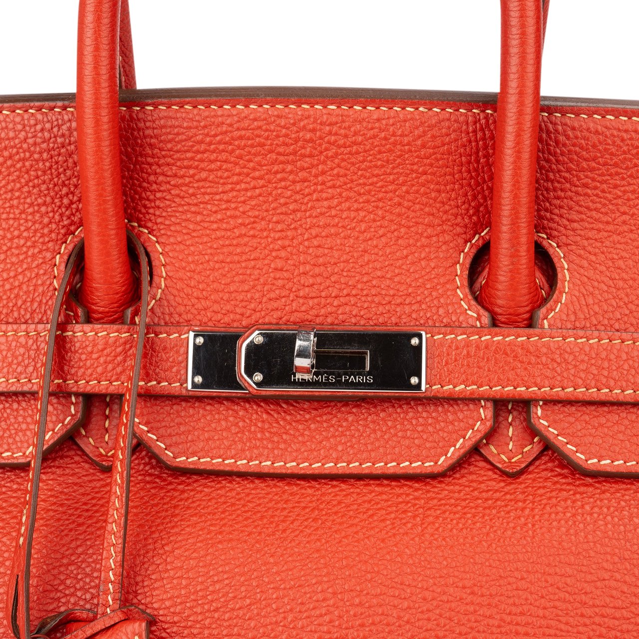 Hermès Hermès Clemence Leather Birkin 35 Handbag Rood