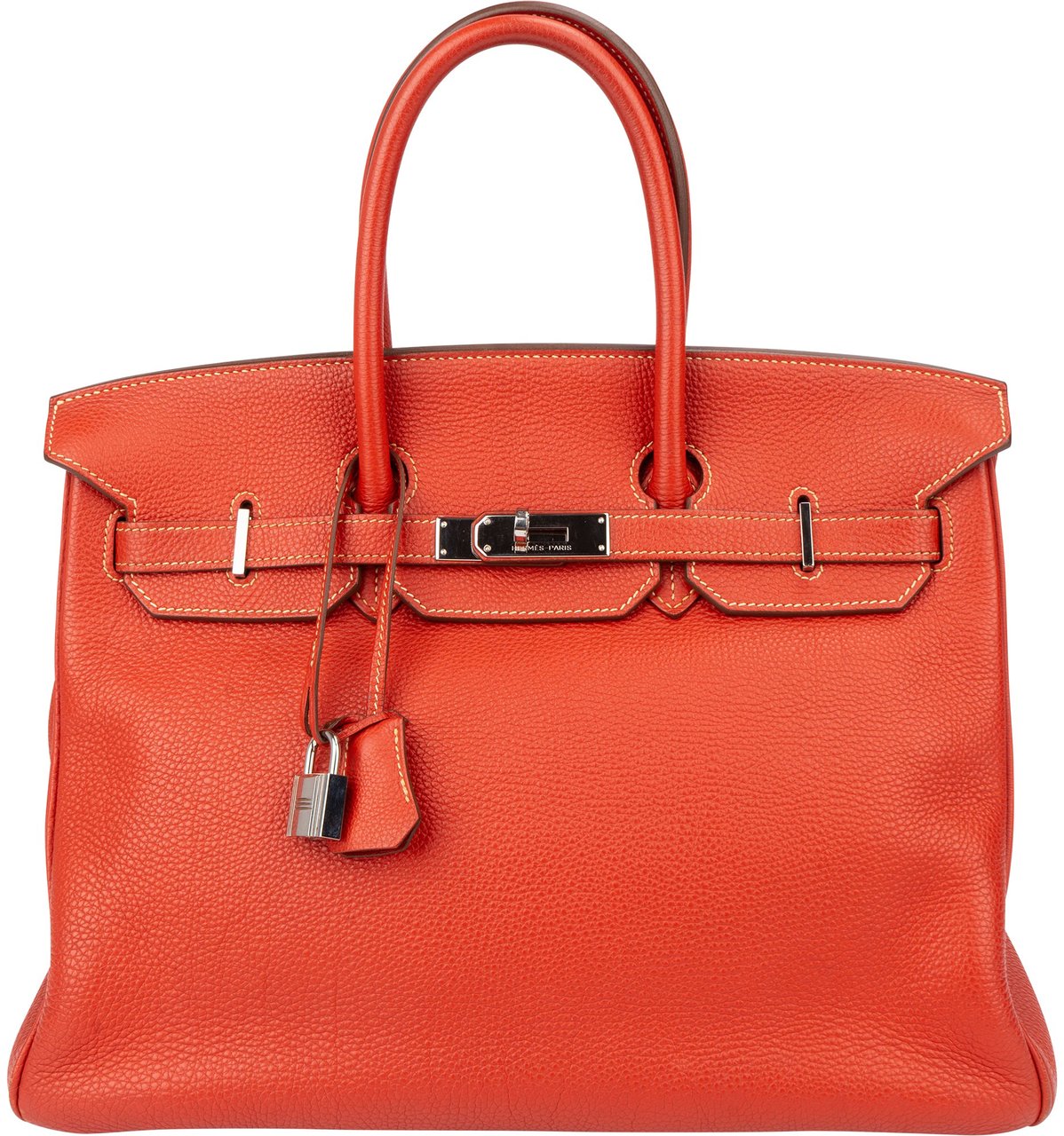 Hermès Hermès Clemence Leather Birkin 35 Handbag Rood