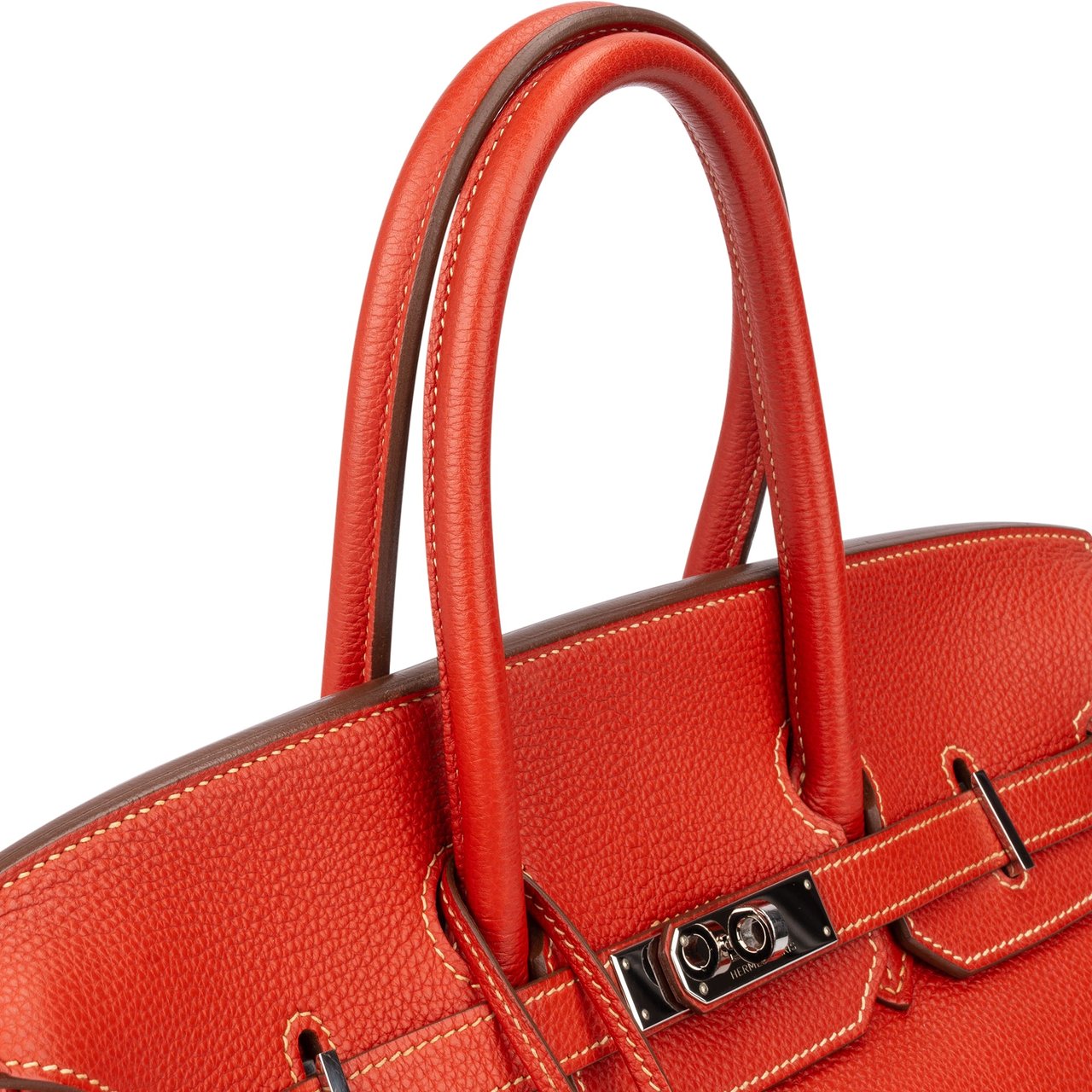 Hermès Hermès Clemence Leather Birkin 35 Handbag Rood