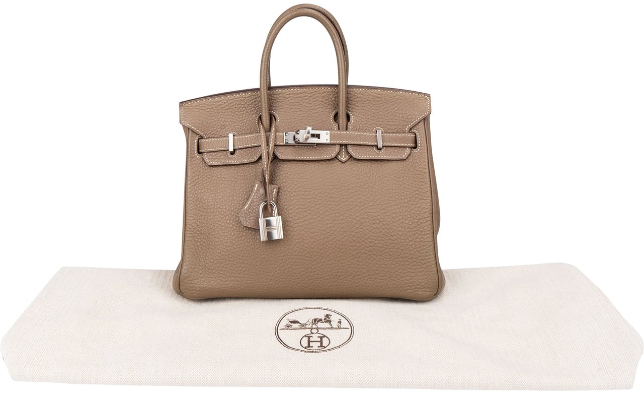 Hermès Hermès Étoupe Togo Leather Birkin 25 Handbag Donkergrijs