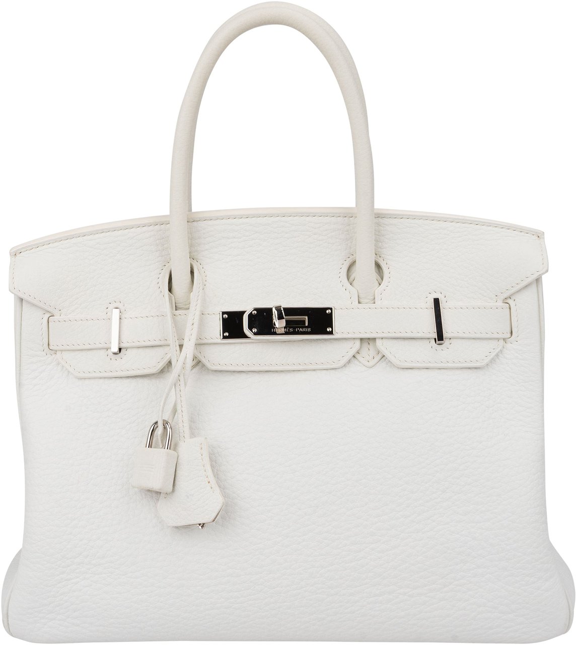 Hermès Hermès All White Clemence Leather Birkin 30 Handbag Wit