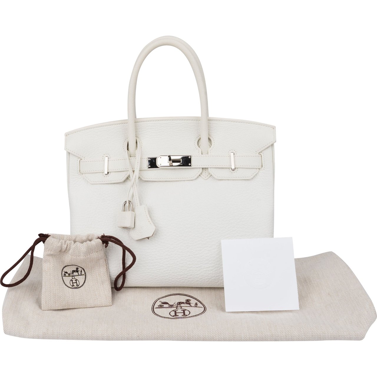 Hermès Hermès All White Clemence Leather Birkin 30 Handbag Wit