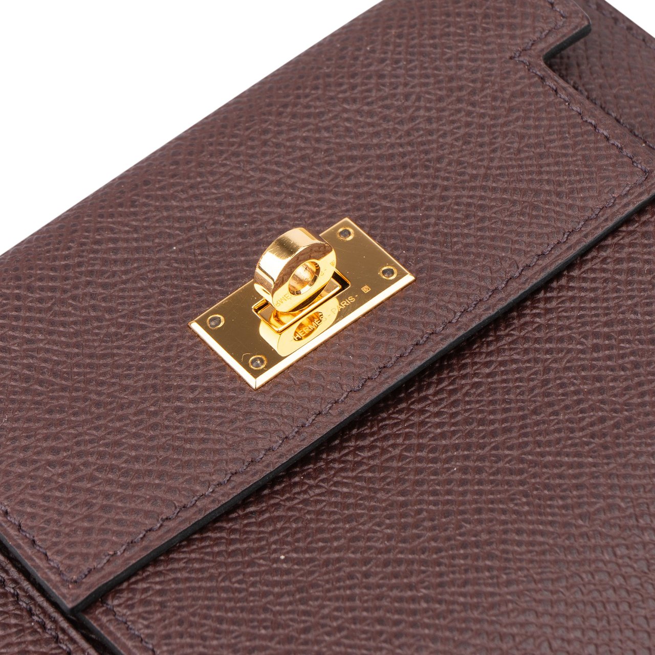 Hermès Hermès Epsom Leather Kelly Pocket Wallet Laiton Bruin