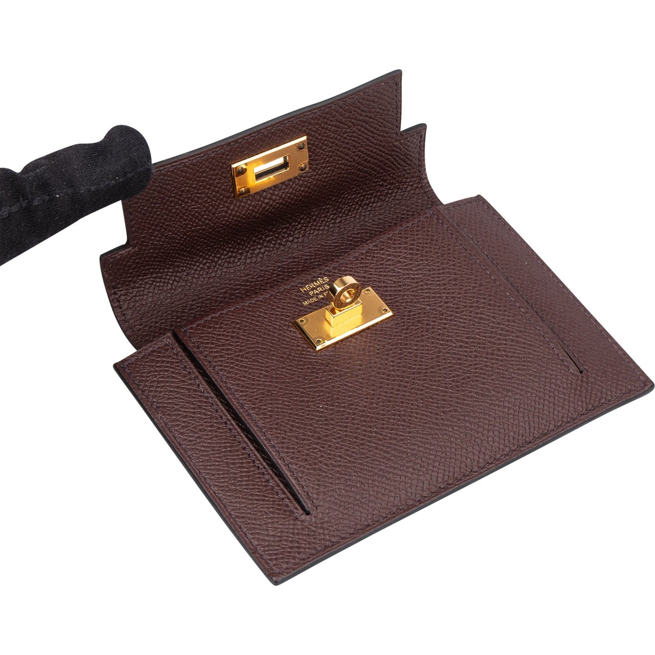 Hermès Hermès Epsom Leather Kelly Pocket Wallet Laiton Bruin