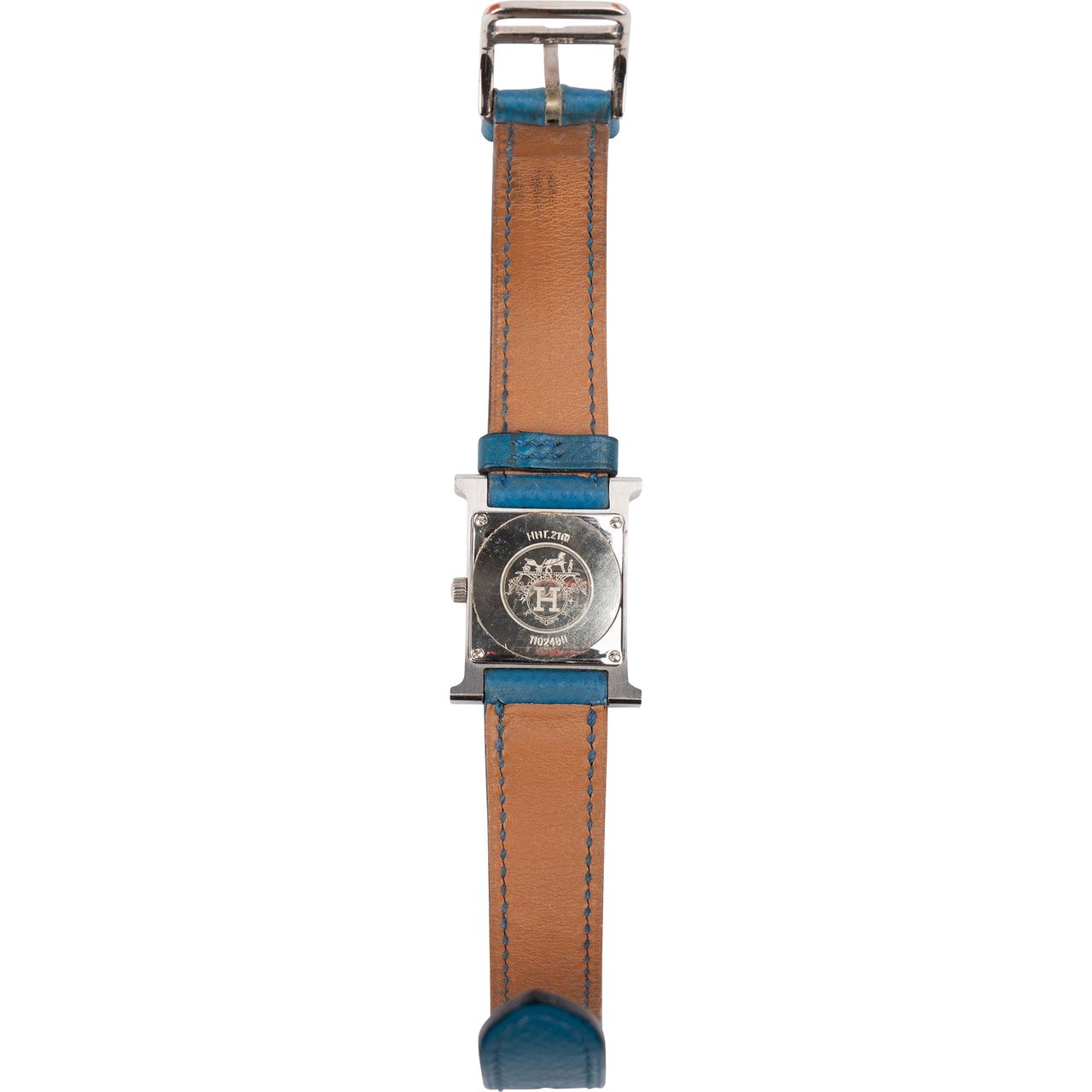 Hermès Hermès Silver Tone Heure H Women Watch HH1.210 Blue Zilver
