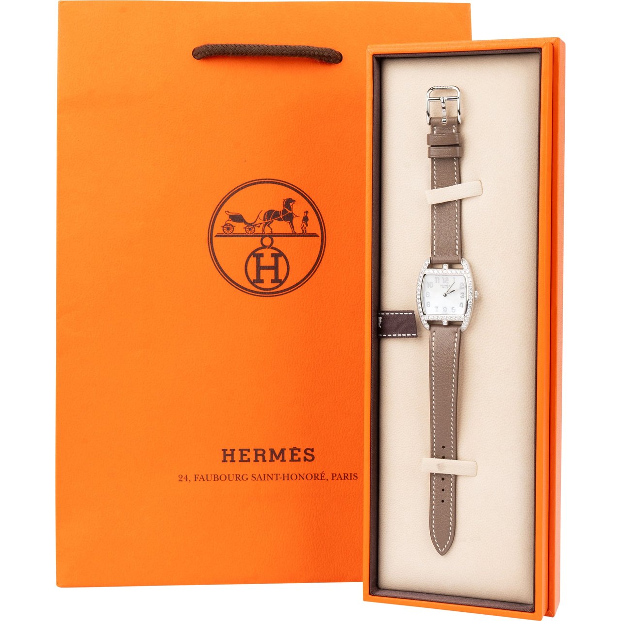 Hermès Hermès Silver Tone Diamant Cape Cod Tonneau Women Watch CT1.230 Divers