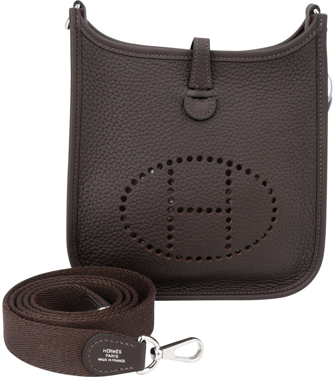 Hermès Hermès Brun Clemence Leather Evelyne 16 Crossbody Bag Bruin