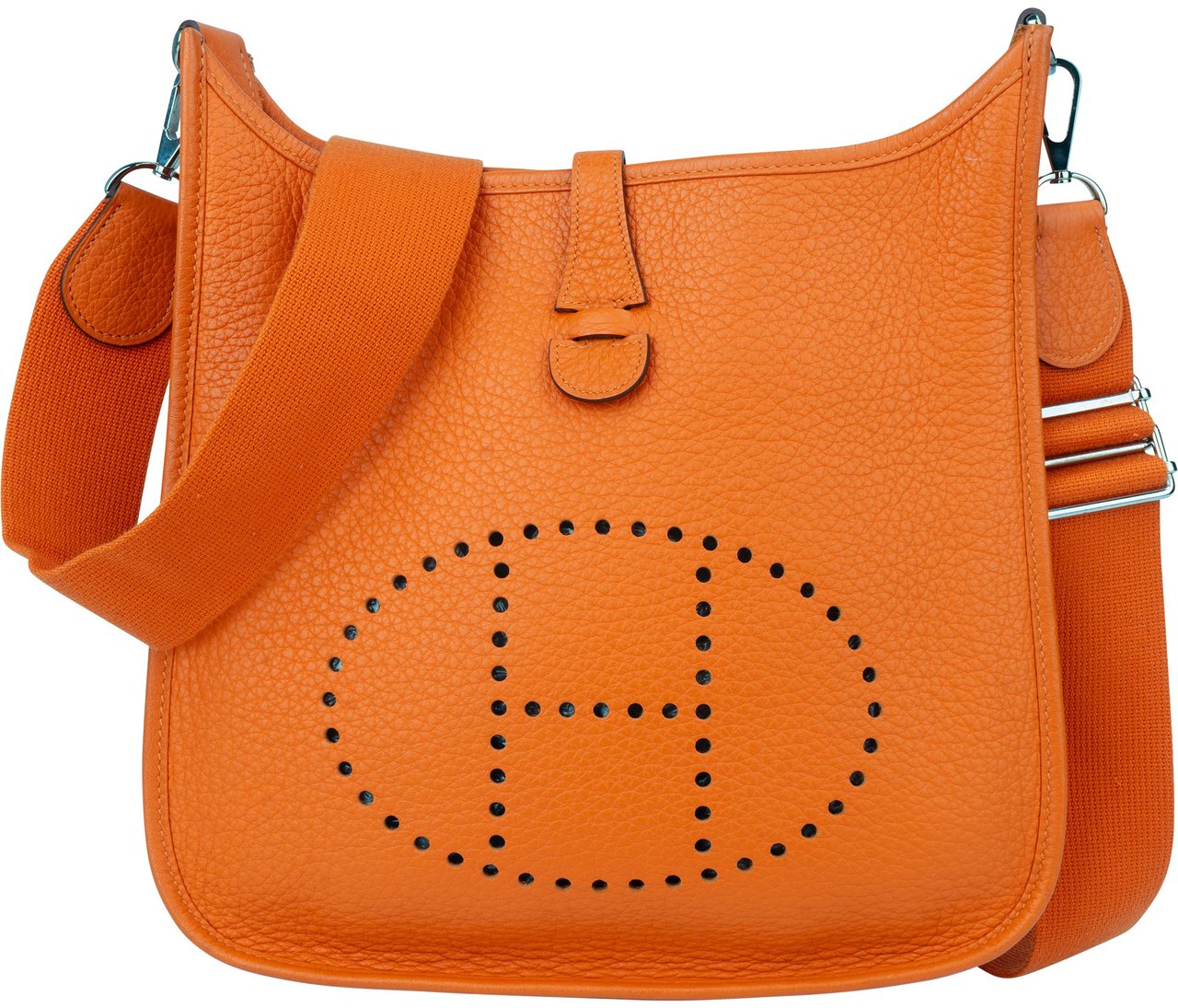 Hermès Hermès Orange Togo Leather Evelyne II PM Crossbody Bag Oranje