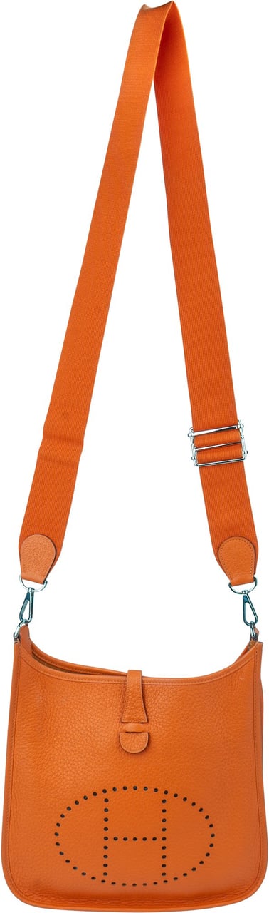 Hermès Hermès Orange Togo Leather Evelyne II PM Crossbody Bag Oranje