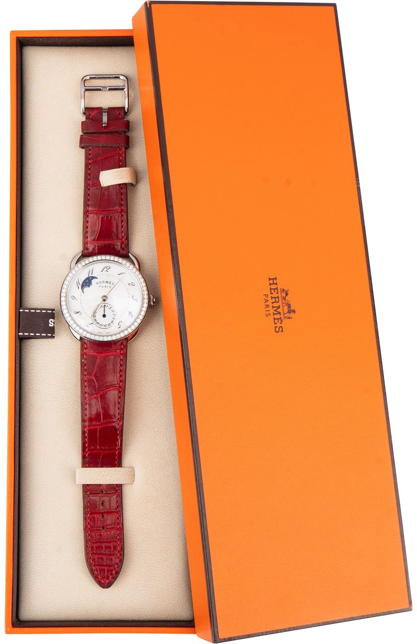 Hermès Hermès Silver Tone Argeau Petite Lune AR7.530 Women Watch Zilver