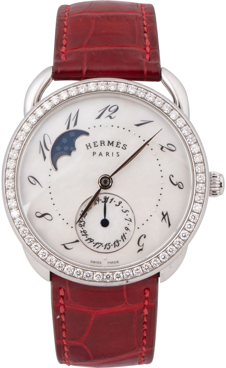 Hermès Hermès Silver Tone Argeau Petite Lune AR7.530 Women Watch Zilver