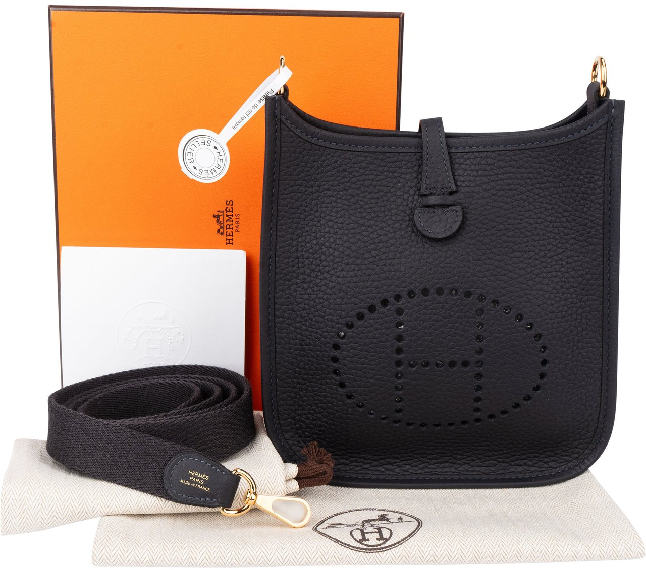 Hermès Hermès Clemence Leather Evelyne 16 Crossbody Bag Blauw