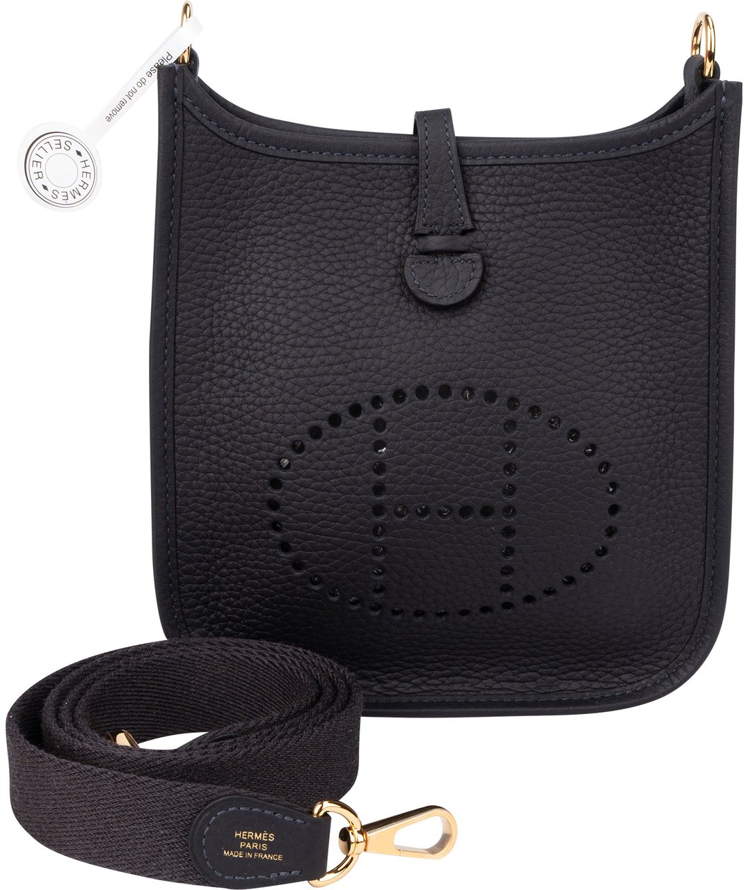 Hermès Hermès Clemence Leather Evelyne 16 Crossbody Bag Blauw