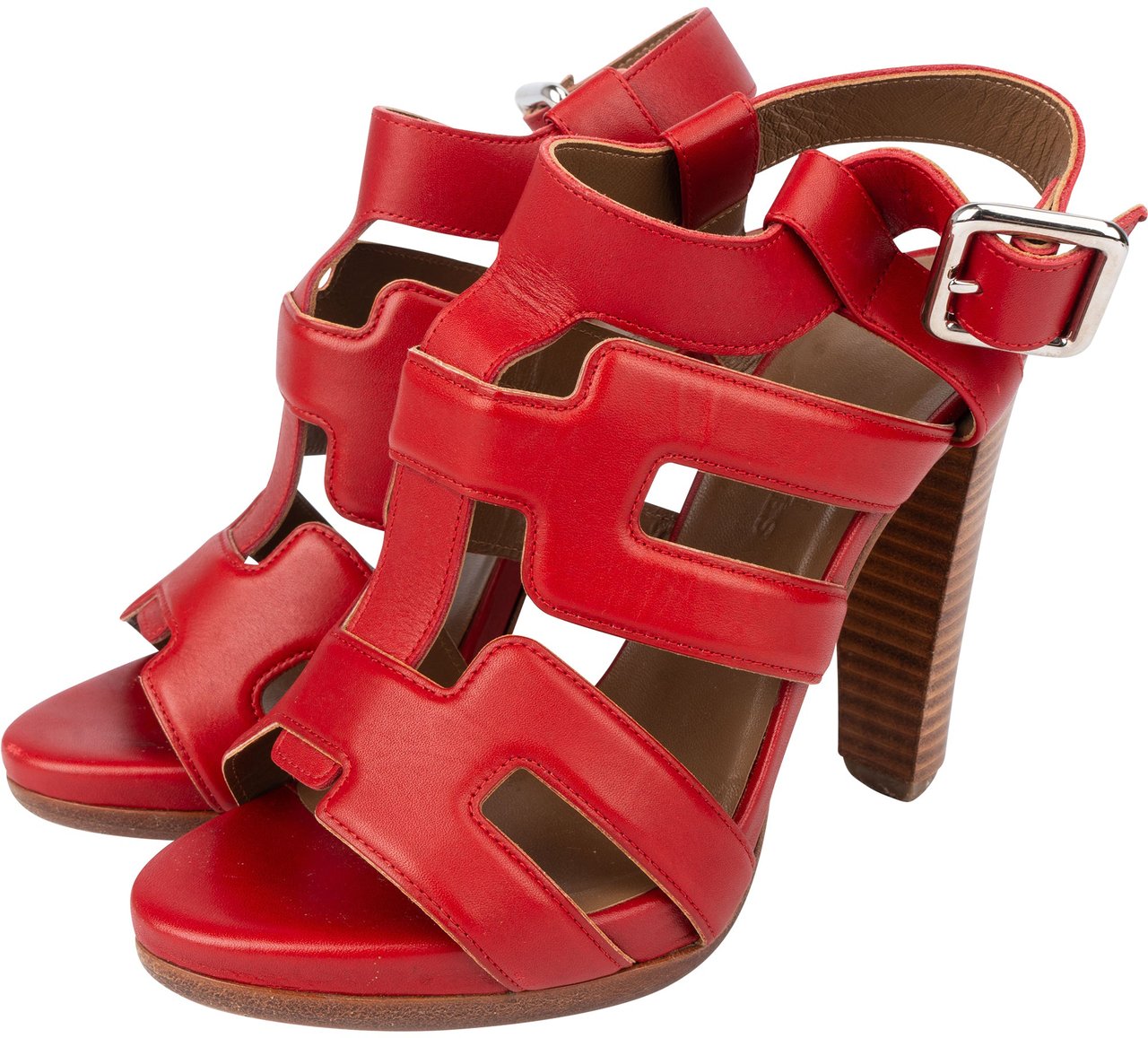 Hermès Hermès Rouge Leather Gladiator Sandals (35,5) Rood