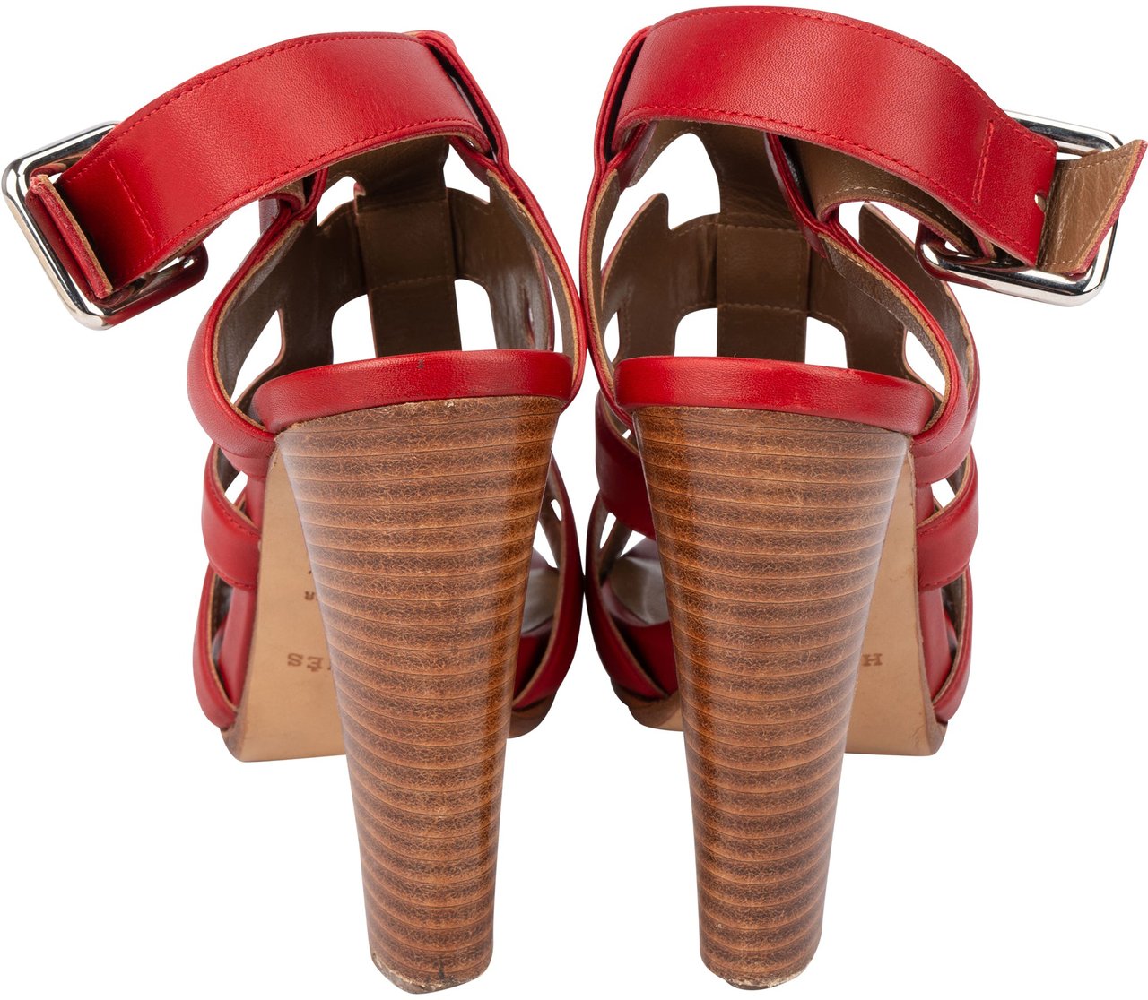 Hermès Hermès Rouge Leather Gladiator Sandals (35,5) Rood