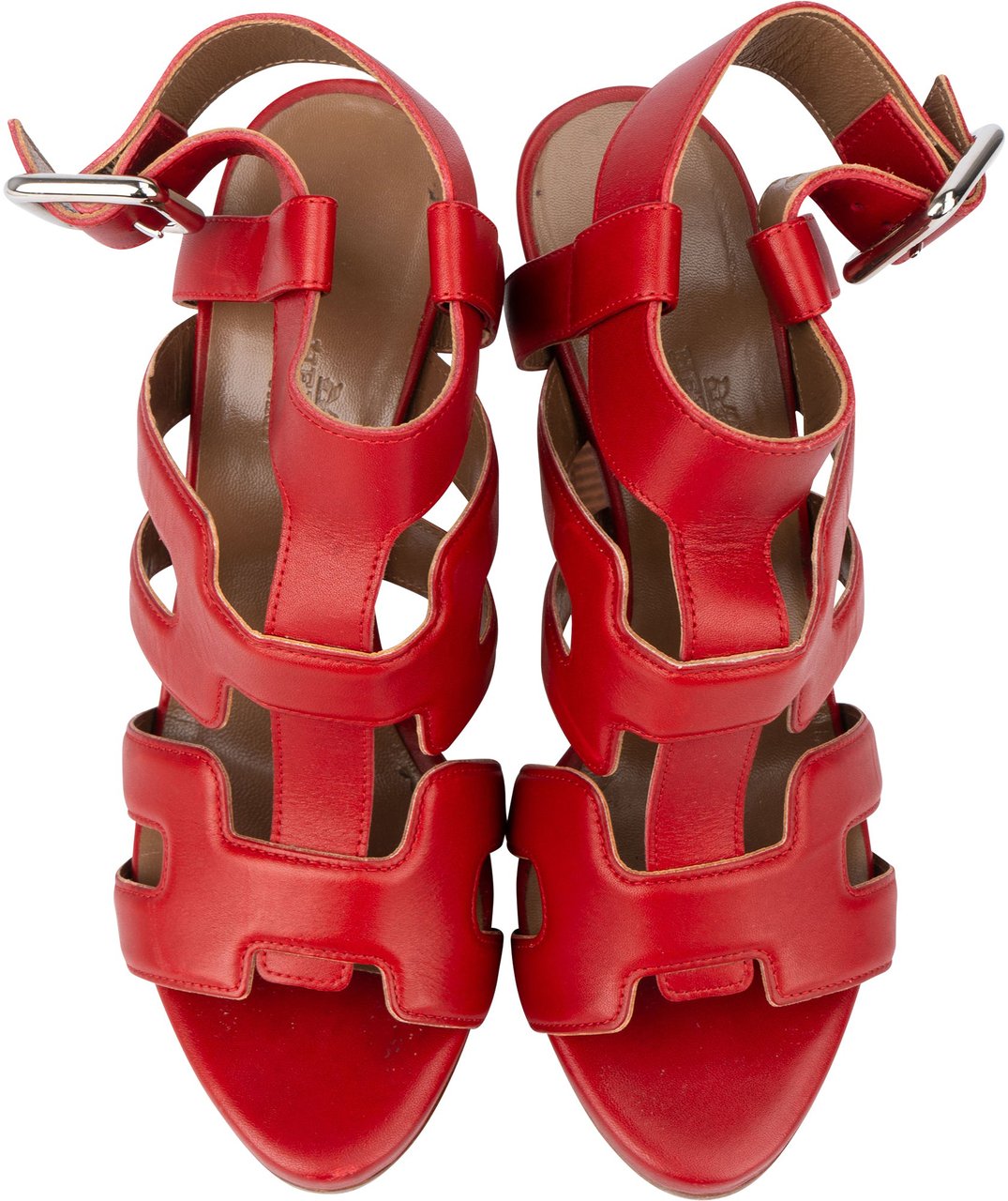 Hermès Hermès Rouge Leather Gladiator Sandals (35,5) Rood