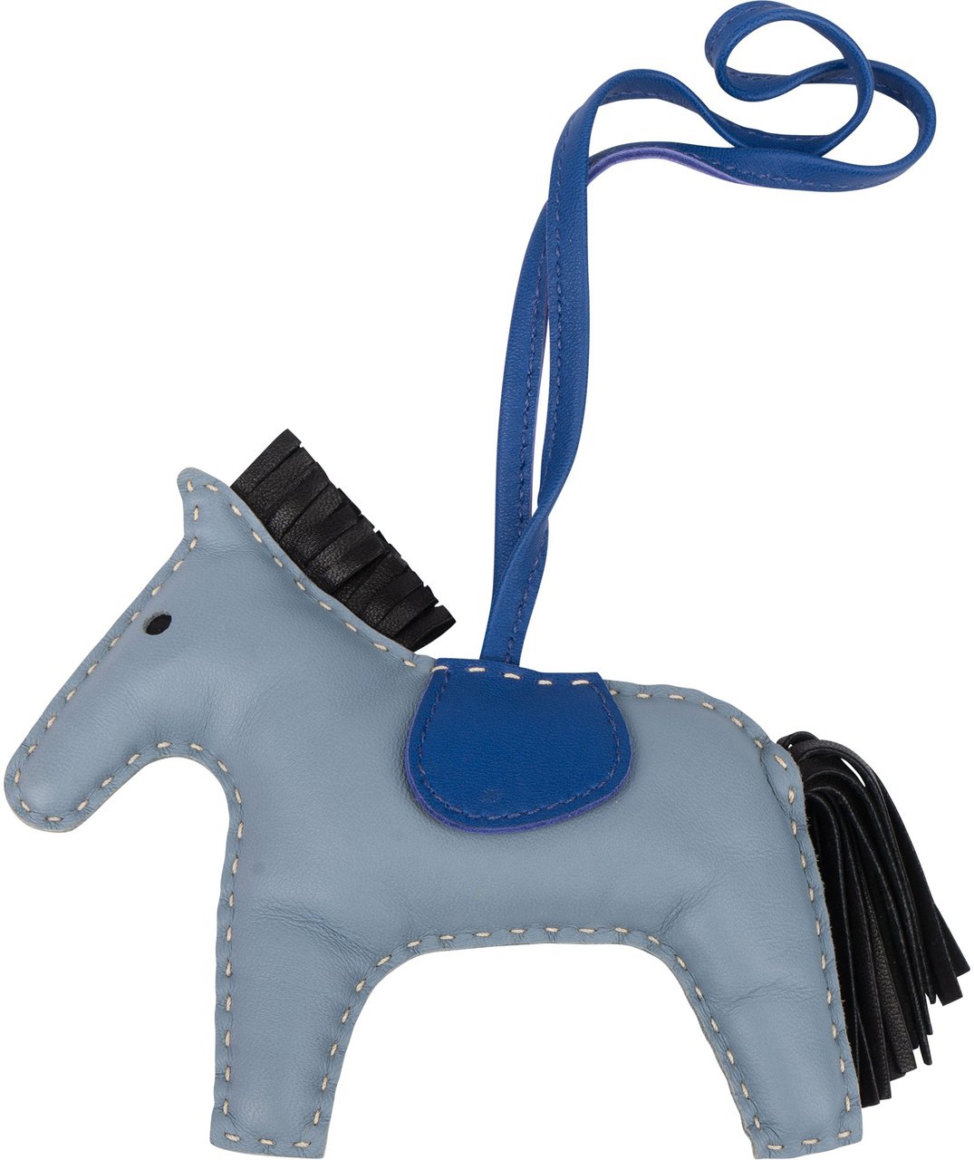 Hermès Hermès Tricolor Leather Rodeo MM Pendant Blauw