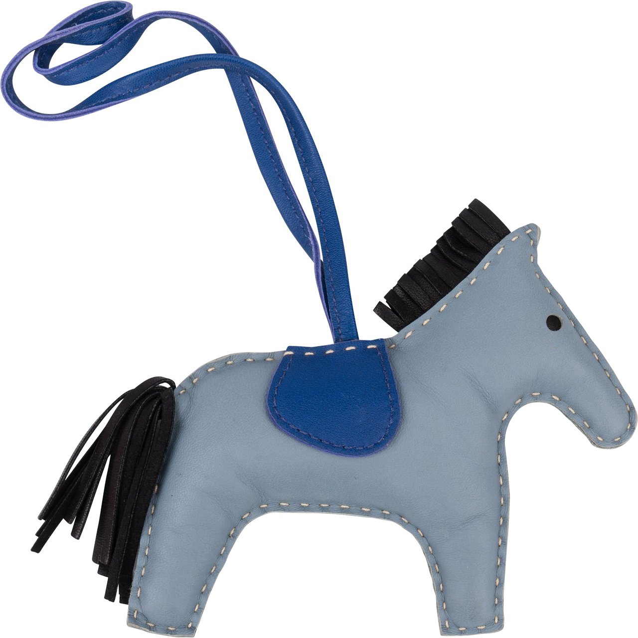 Hermès Hermès Tricolor Leather Rodeo MM Pendant Blauw