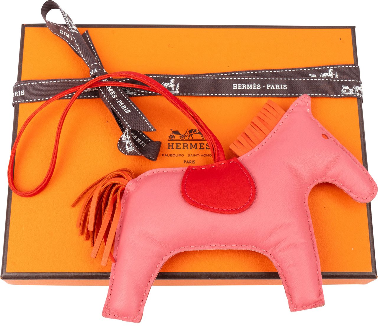 Hermès Hermès Tricolor Rose Azalee Orang Rodeo GM Pendant Rood