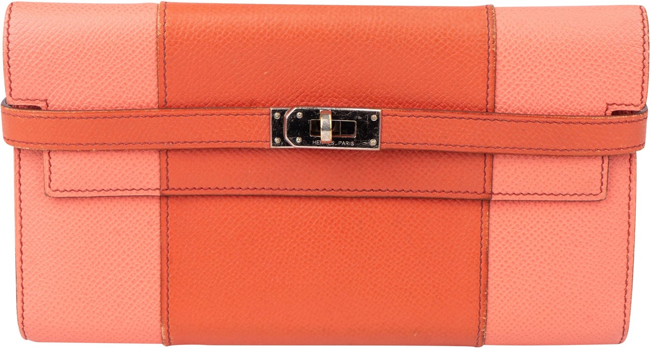 Hermès Bicolor Epsom Leather Kelly Wallet Rood