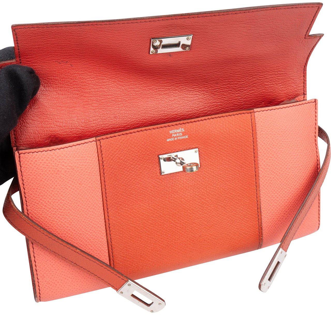 Hermès Bicolor Epsom Leather Kelly Wallet Rood