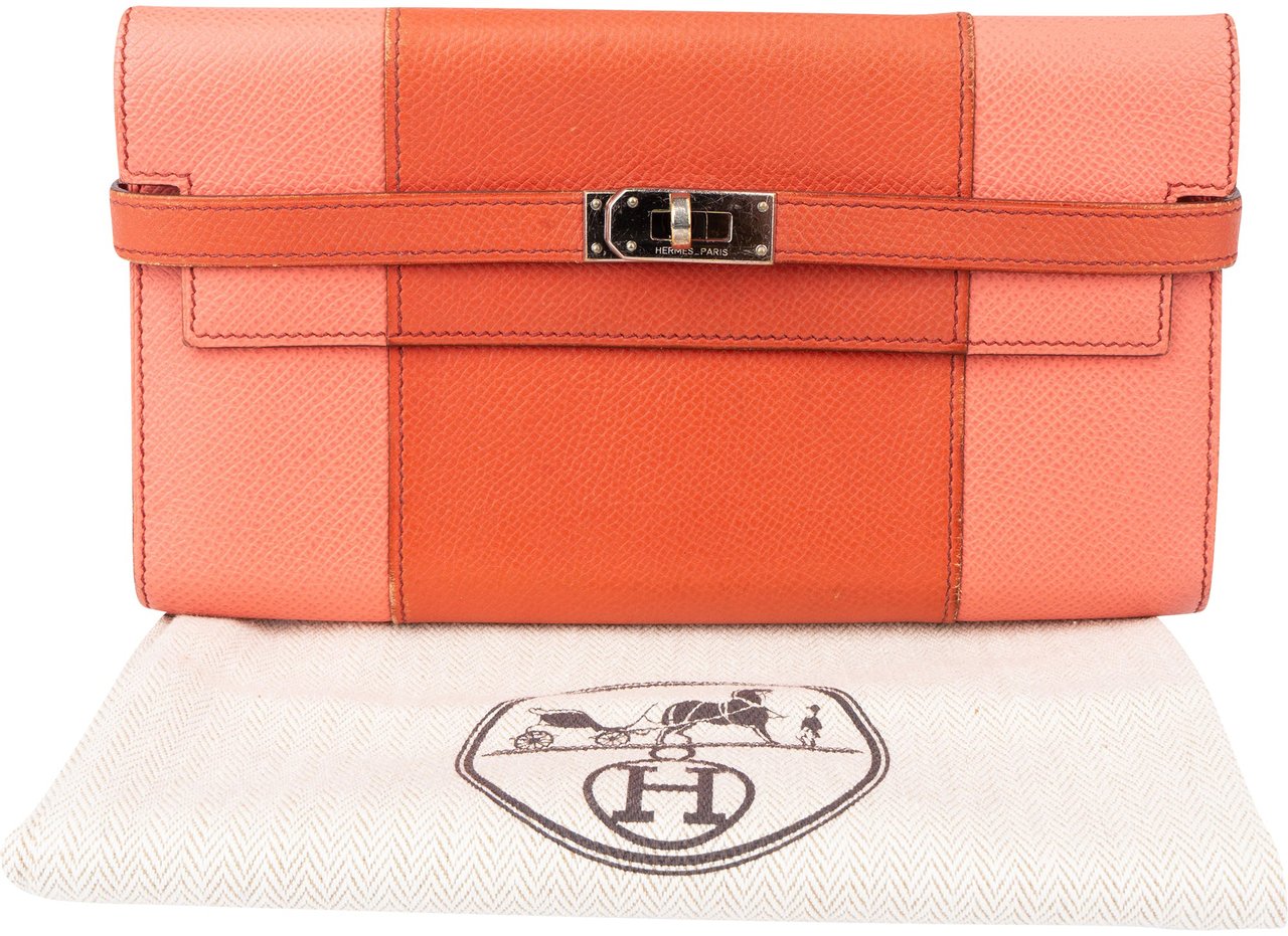 Hermès Bicolor Epsom Leather Kelly Wallet Rood