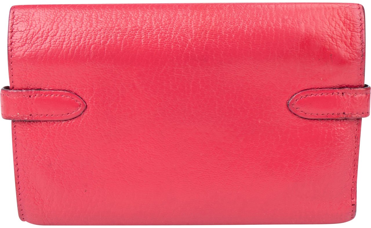 Hermès Pink Leather Palladium Kelly Wallet Rood