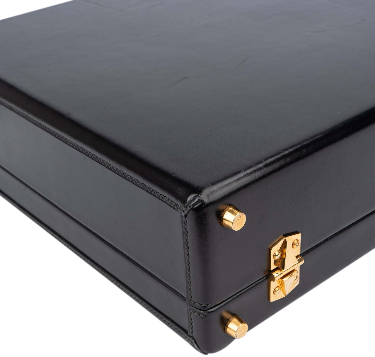 Hermès Hermès Black Boxcalf Briefcase Aktenkoffer Zwart