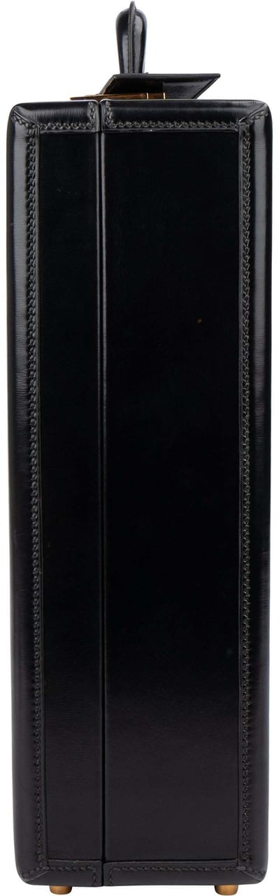 Hermès Hermès Black Boxcalf Briefcase Aktenkoffer Zwart