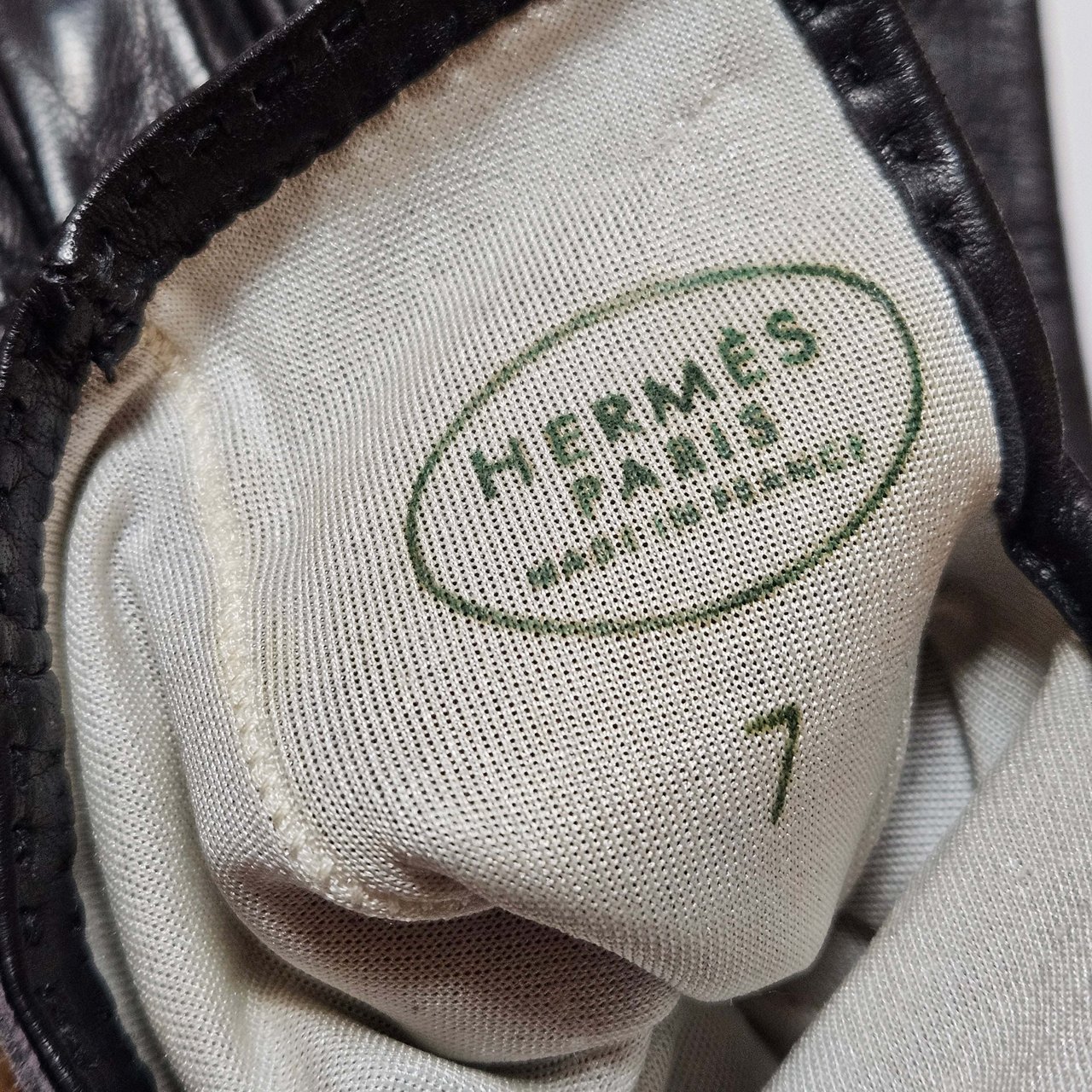 Hermès Hermès Noir Leather Kelly Gloves Zwart