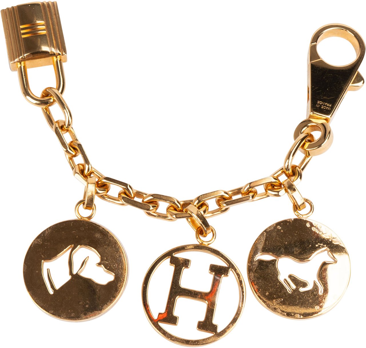 Hermès Hermès Gold Tone Breloque Olga Keychain Goud