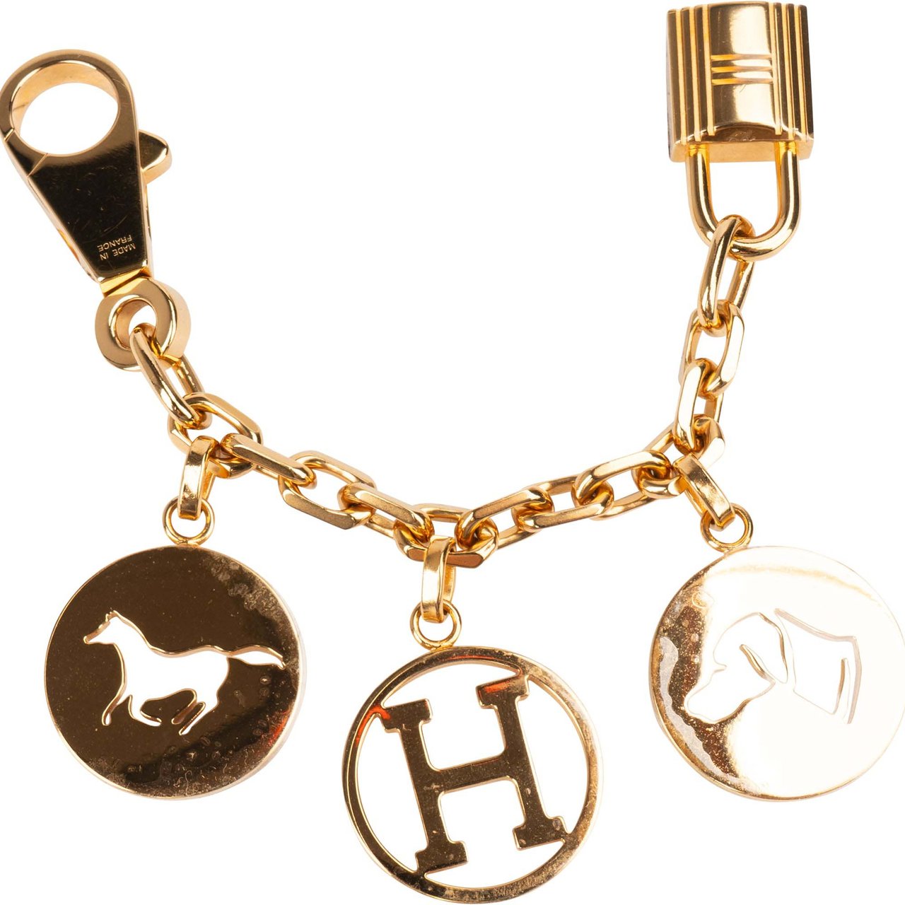 Hermès Hermès Gold Tone Breloque Olga Keychain Goud