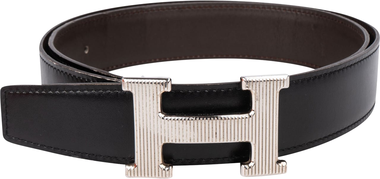 Hermès Hermès Reversible Leather H Belt (80) Zwart